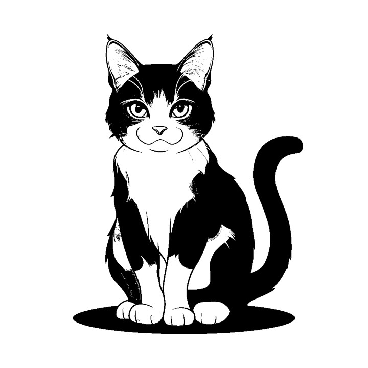 Image représentant le dessin d'un chat en noir et blanc