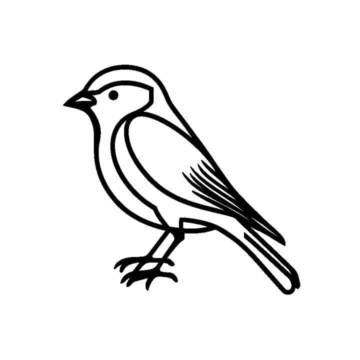 Image représentant un dessin de petit oiseau avec des traits et contours épais faciles à reproduire